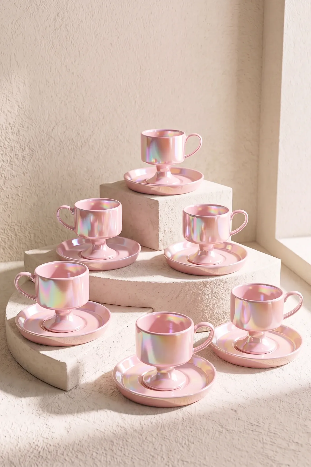 Pink Porselen 6 Kişilik Kahve Fincanı Takımı