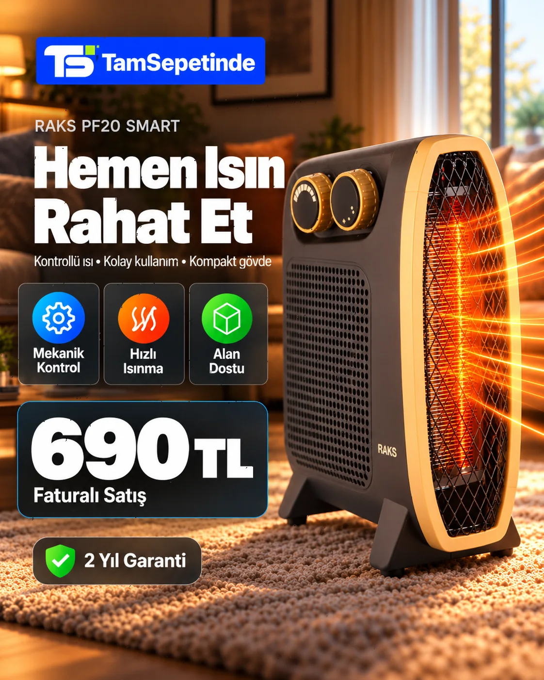 RAKS PF20 Smart ürününün farklı bir tanıtım kompozisyonu